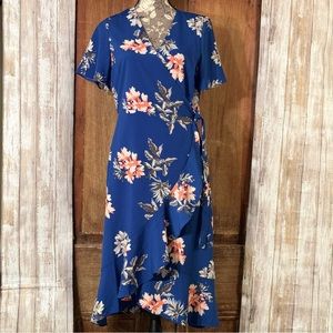 Banana Republic Wrap Dress Royal Blue Floral